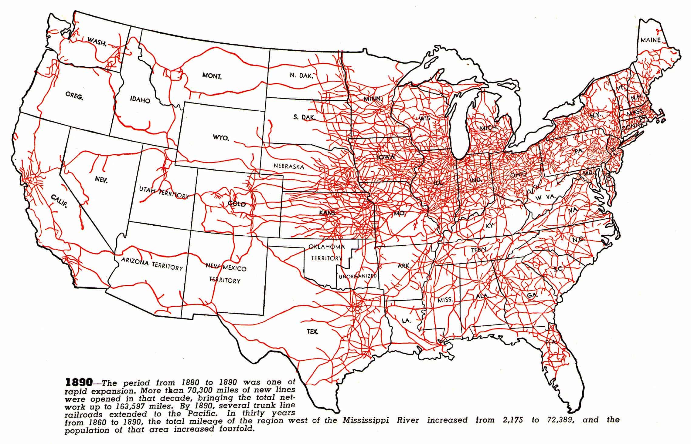 1890 US Rail Map