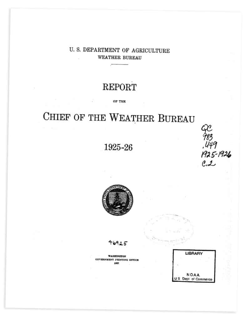 Cover of the Report of the Chief Weather Bureau in 1925-26