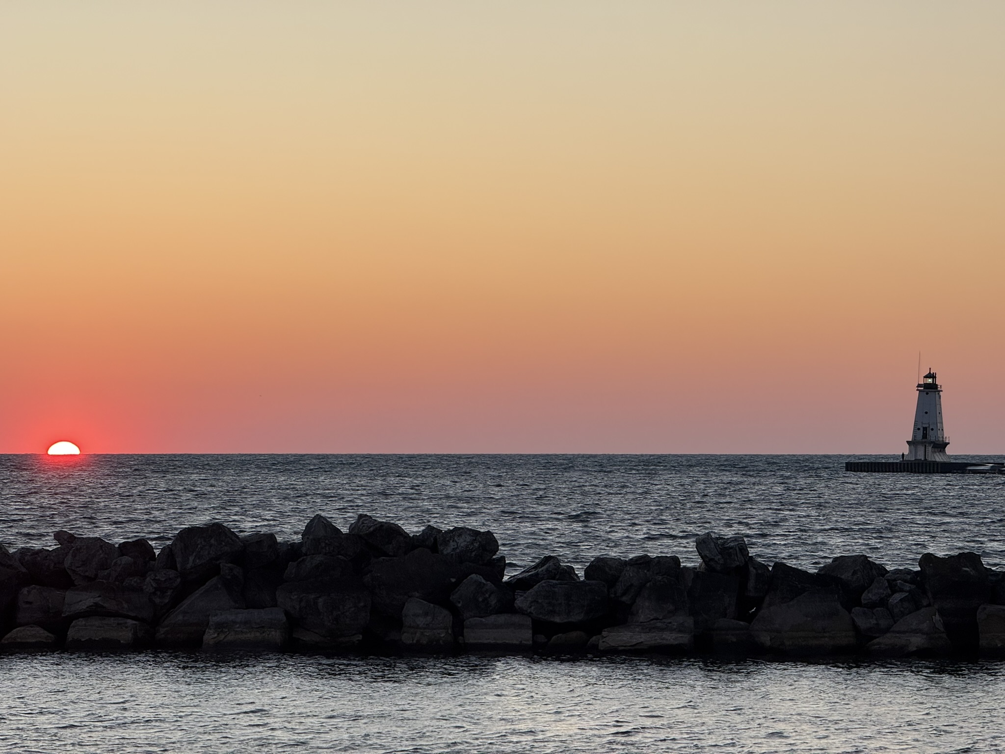 Ludington Lighthouse at sunset