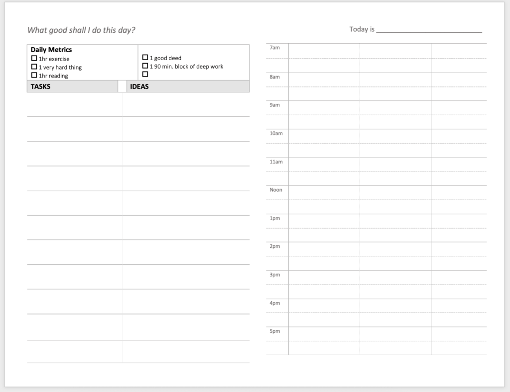 A free timeblock planner sheet a la Cal Newport's 1